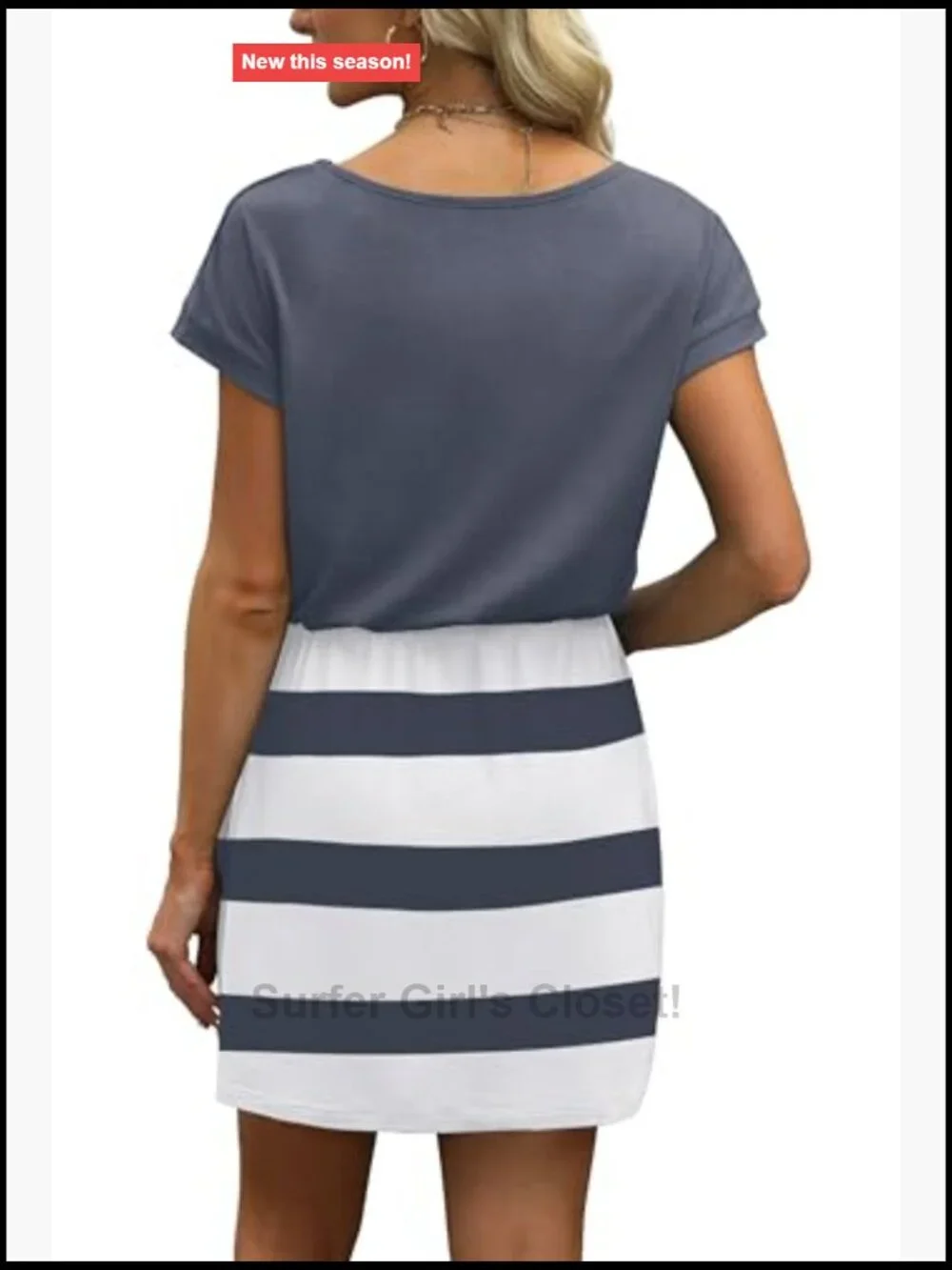 V Neck Tie Waist Casual Mini Sundress with Pockets